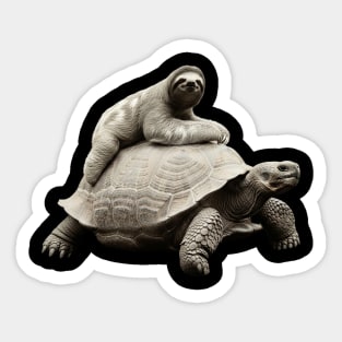 Sloth Riding Turtle Sticker